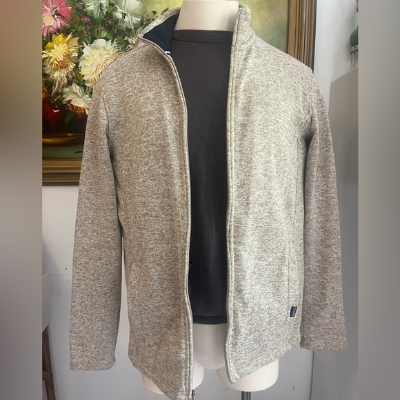 Chaps Men's Light Gray Zip Up Sweater Medium - Picture 2 of 7